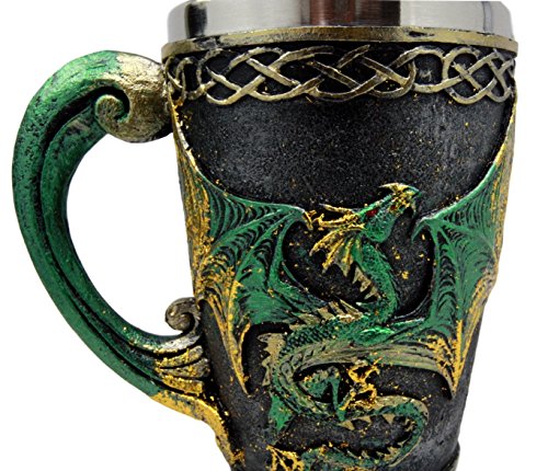 Ebros Gift Legendary Rising Sun Green Bahamut Dragon Beer Stein Tankard Coffee Cup Drink Mug 4.75"H