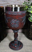 Ebros Medieval Dual Dragon With Skull Crest Ossuary Goblet Wine Chalice 7oz Capacity