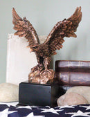 King Of The Skies Bald Eagle On Rock Stretching Out Wings Figurine With Base