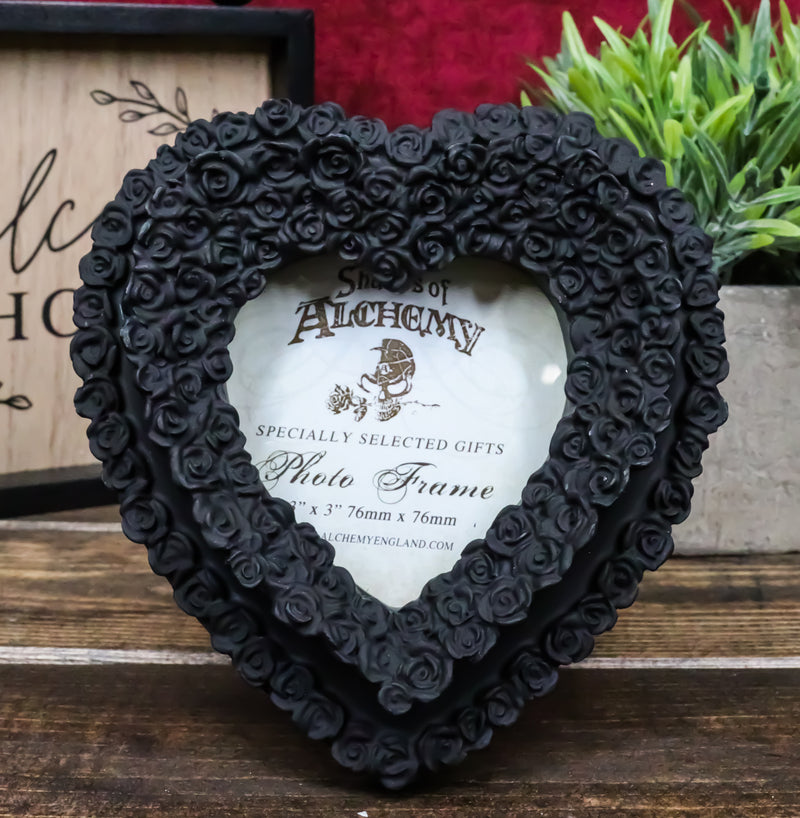 Gothic Day Of The Dead Black Roses Wreath Heart Wall Or Desktop Picture Frame
