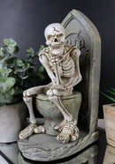 Rest In Peace Constipated Thinker Skeleton Sitting On Graveyard Toilet Statue