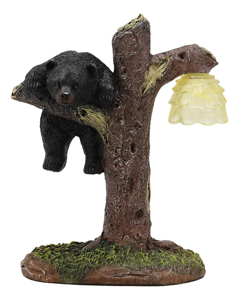 Ebros Western Rustic Forest Black Bear Climbing Tree with Beehive LED Night Light Statue 9.25" High Cabin Lodge Decor Bears Figurine for Mantelpiece Shelf Table Home Accent Lamp