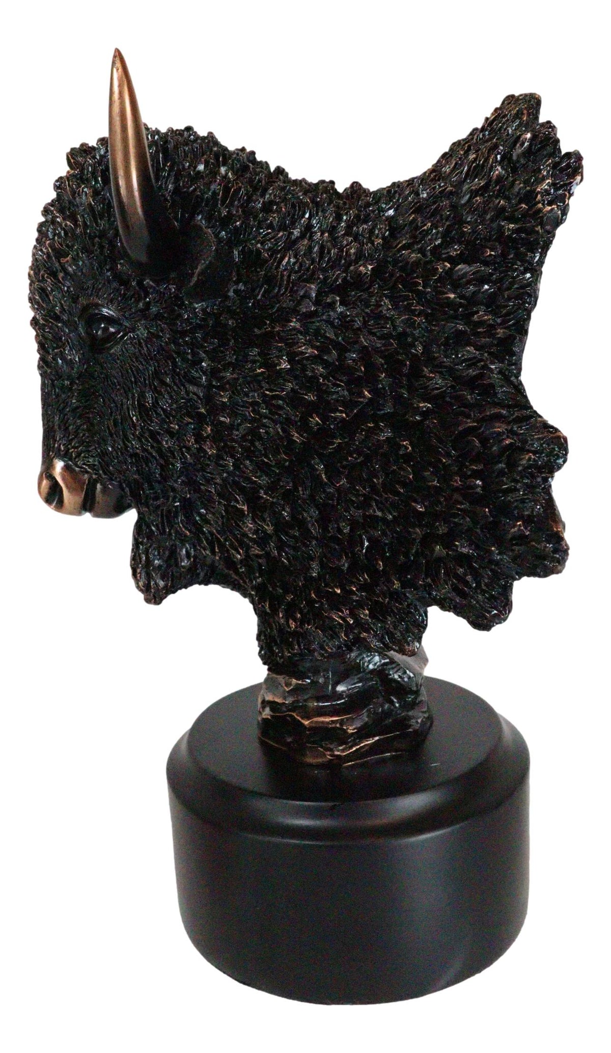 Southwestern American Indian Wild Buffalo Bison Head Bust Figurine With Base