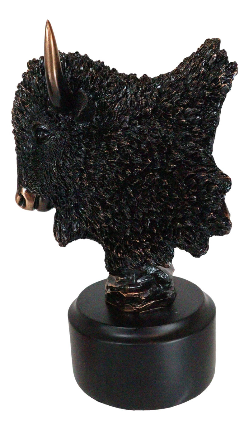 Southwestern American Indian Wild Buffalo Bison Head Bust Figurine With Base