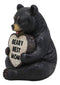 Whimsical Forest Black Bear Holding Heart Sign Saying "Beary Best Mom" Statue