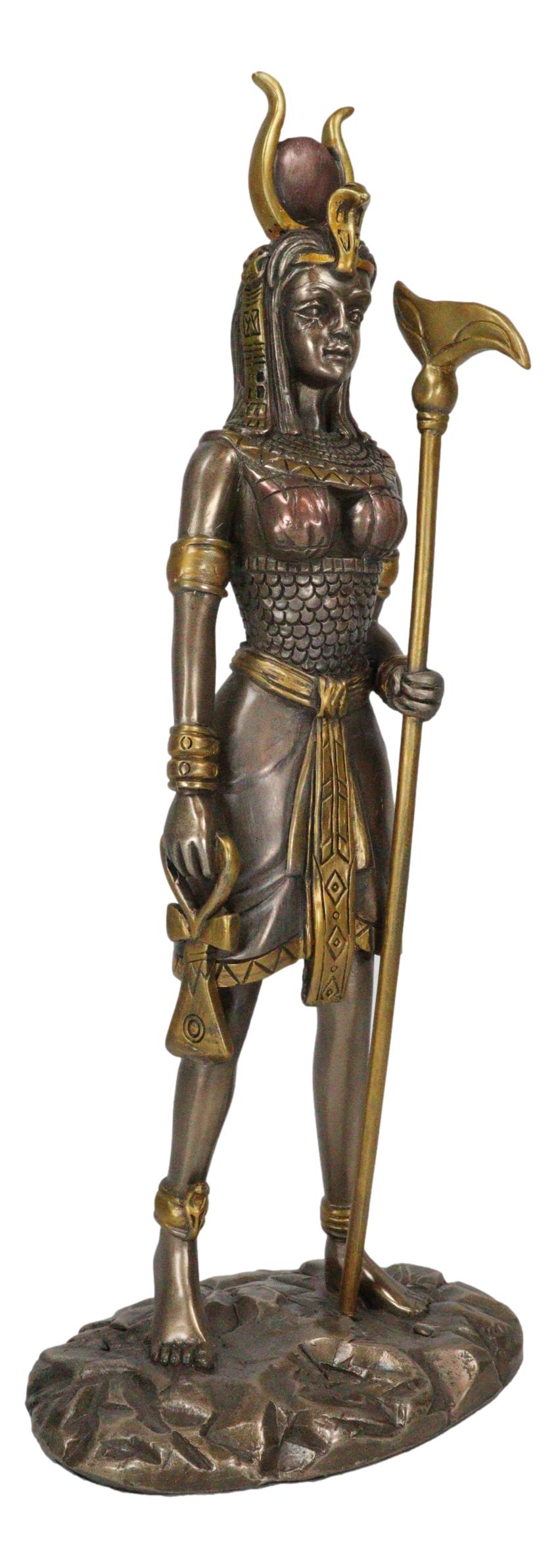 Egyptian Goddess of Motherhood Sky Love Arts Hathor Ra Holding Staff Figurine