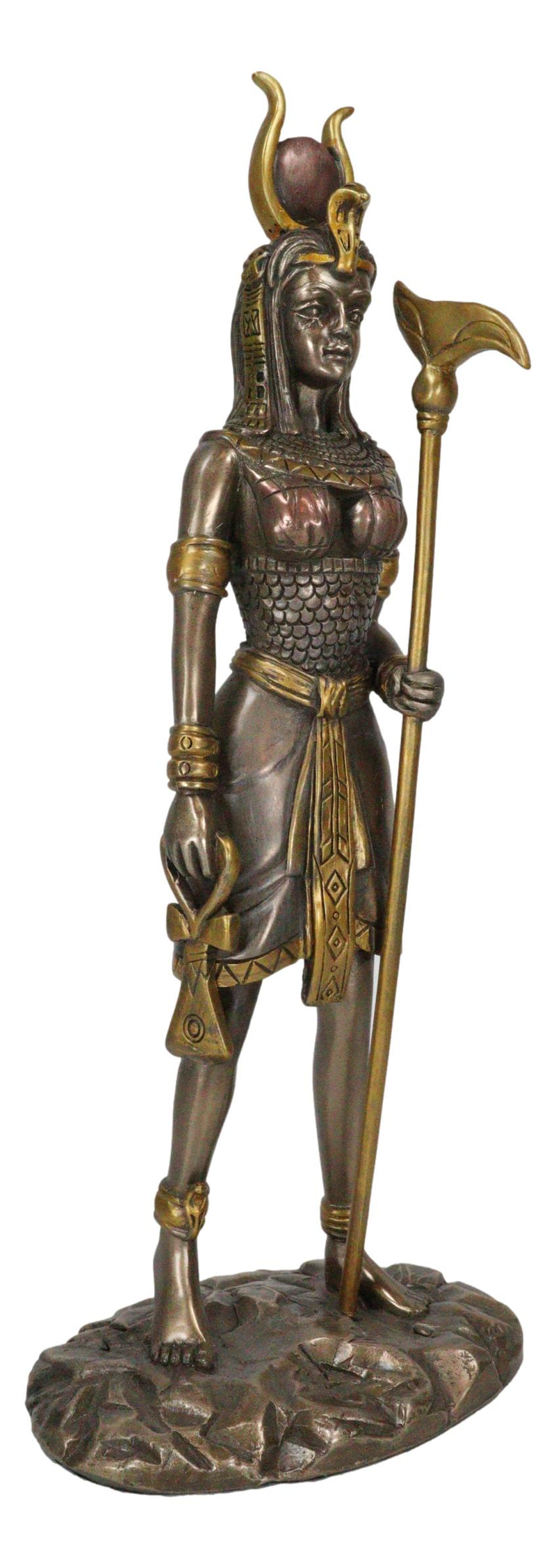 Egyptian Goddess of Motherhood Sky Love Arts Hathor Ra Holding Staff Figurine