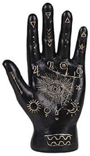 Ebros Black Psychic Palmistry Hand Fortune Teller Divination Diagram Figurine - Ebros Gift