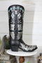 Southwestern Turquoise Silver Aztec Symbols Cowboy Boot Vase Planter Figurine