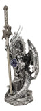 Ebros Gift Legendary Silver Dragon Guardian of The Celtic High Cross Letter Opener Figurine Sculpture Home and Office Decorative Sculpture Medieval Renaissance Dungeons and Dragons Fantasy