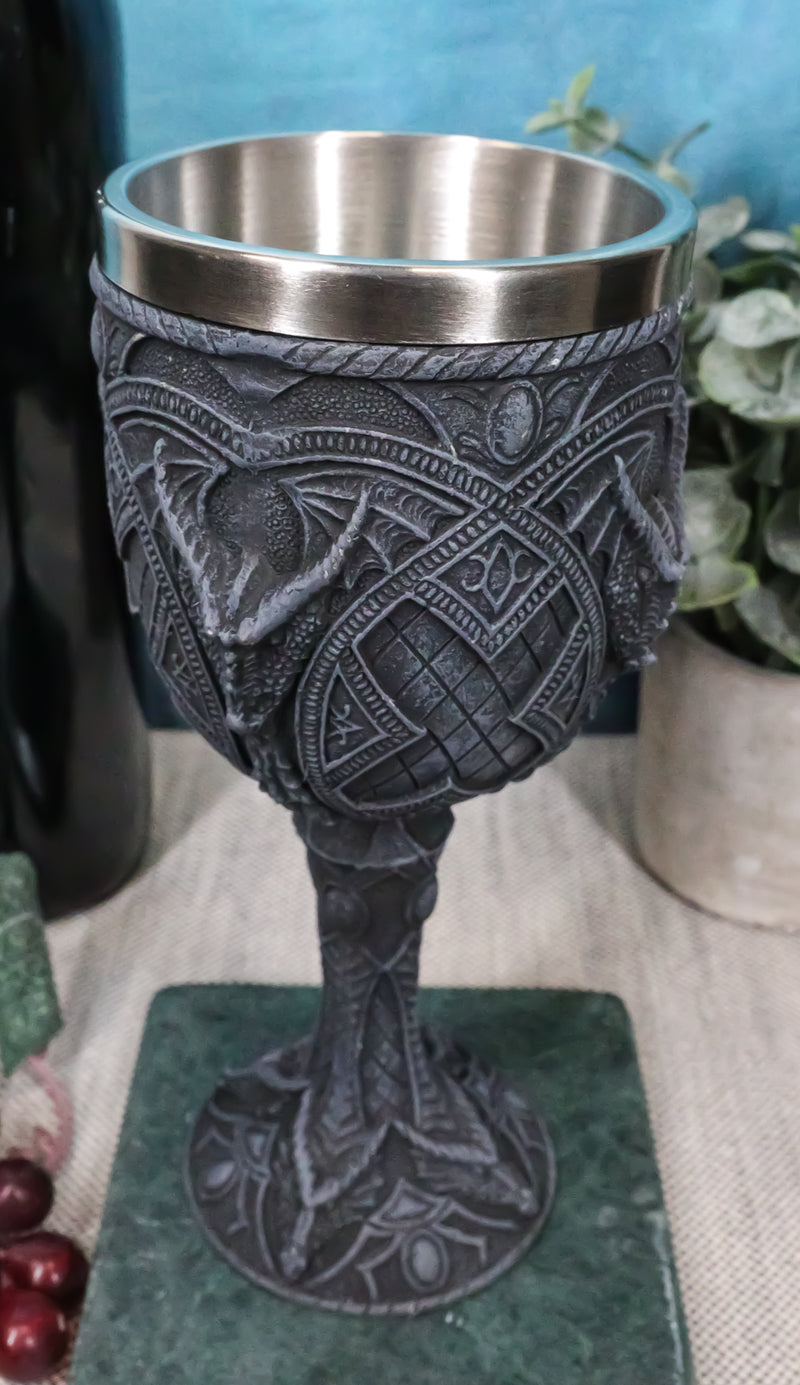 Ebros Gift Celtic Ryu Tribal Heart Dragon 7"H Wine Goblet Cup Chalice Home Decor
