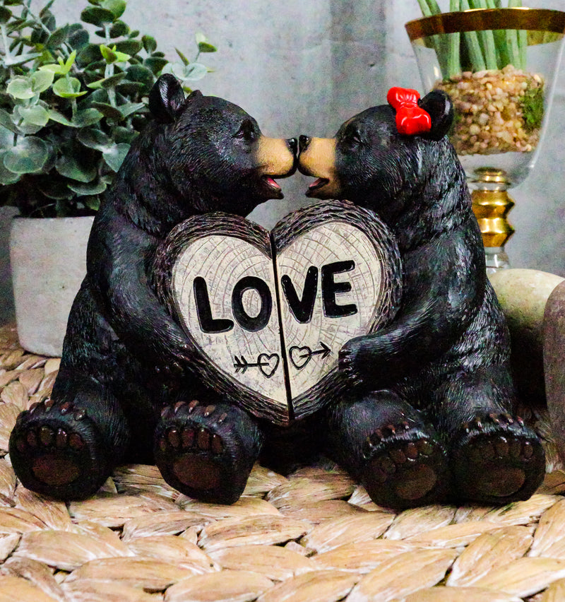 Ebros Love is in The Air Black Bear Couple Kissing and Holding Hands 2 Piece 5"H