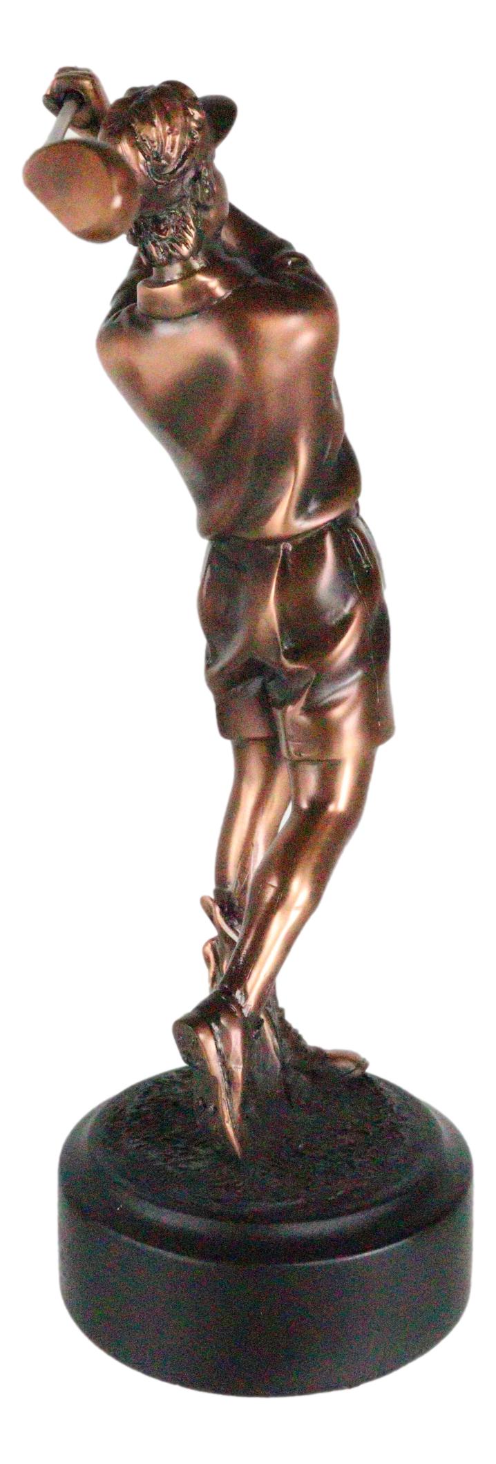 Professional Golfer Swinging Golf Club Decorative Figurine With Trophy Base 9" H