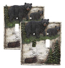 Ebros Set of 2 Pine Trees Bear Electrical Wall Cover Plate Double Toggle Switch