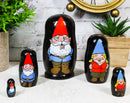 Ebros 5 Piece Set Gnomes w/ Family Nesting Dolls Matroyshka Wooden Figurine 4.5"