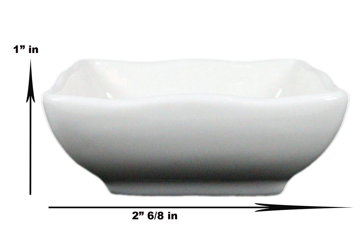 Ebros Contemporary Wavy Artistic Design White Porcelain Condiments Ketchup Mustard BBQ Soy Sauce Dipping Bowl or Dish 2oz Pack of 6 Bowls - Ebros Gift