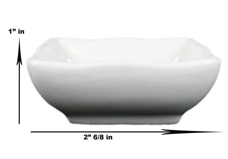 Ebros Contemporary Wavy Artistic Design White Porcelain Condiments Ketchup Mustard BBQ Soy Sauce Dipping Bowl or Dish 2oz Pack of 6 Bowls - Ebros Gift