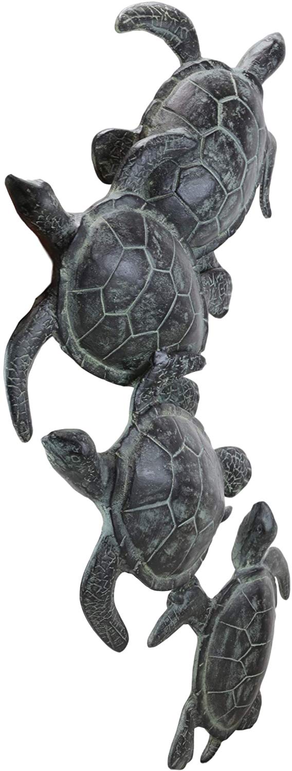 Ebros Large Family of Sea Turtles Wall Sculpture Hanging Plaque 25" High Decor