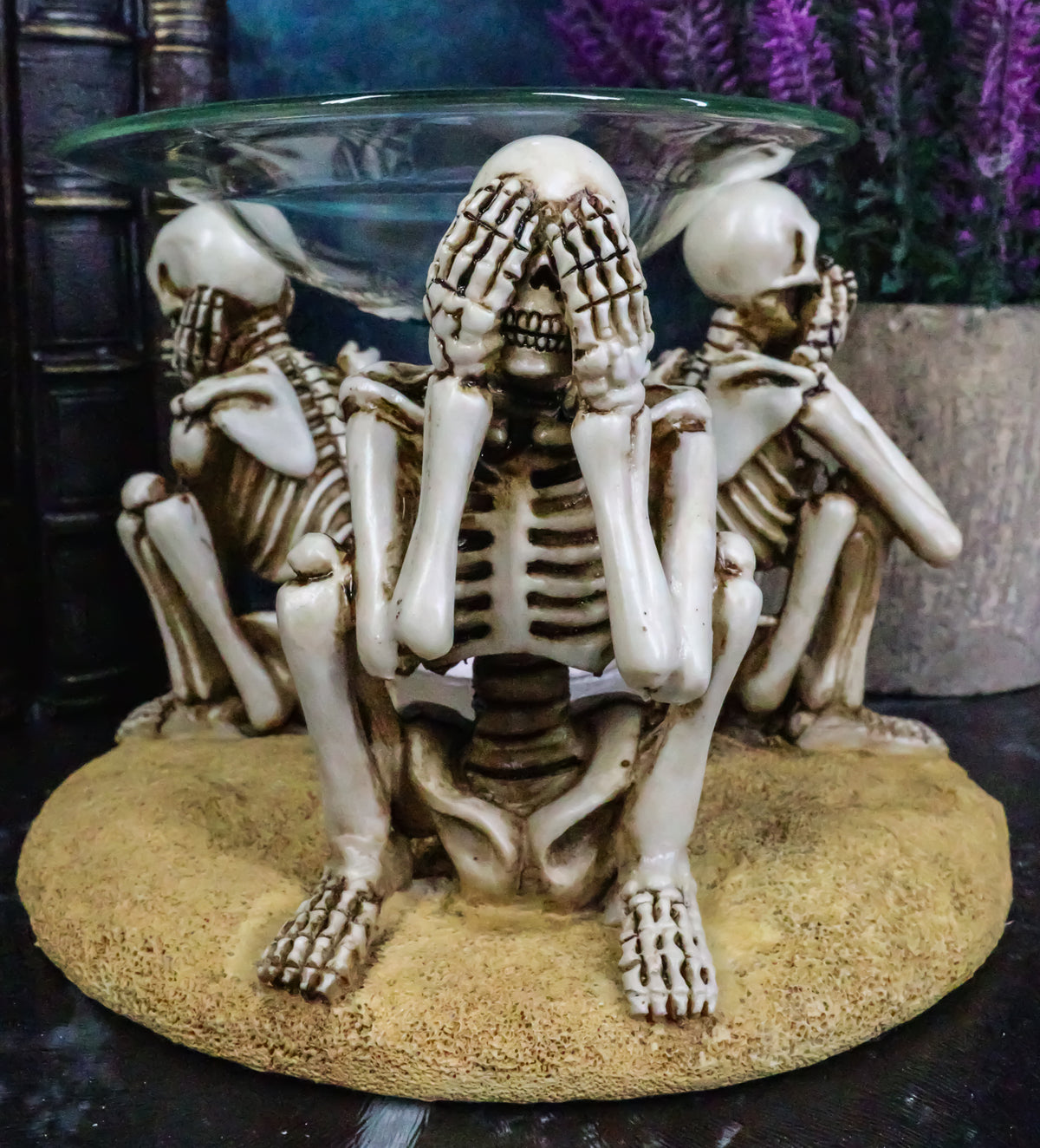Funny Macabre See Hear Speak No Evil Skeletons Candle Aroma Oil Tart Burner