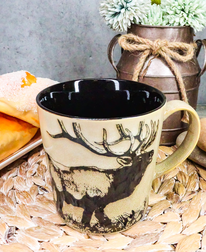 Ebros The Emperor Giant Stag Elk Deer Rustic Drinking Beverage Ceramic Coffee Mug 16oz