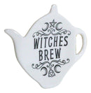 Ebros Wicca Pentagram Moons Witches Brew Hex Ceramic Tea Spoon / Bag Holder Rest Plate