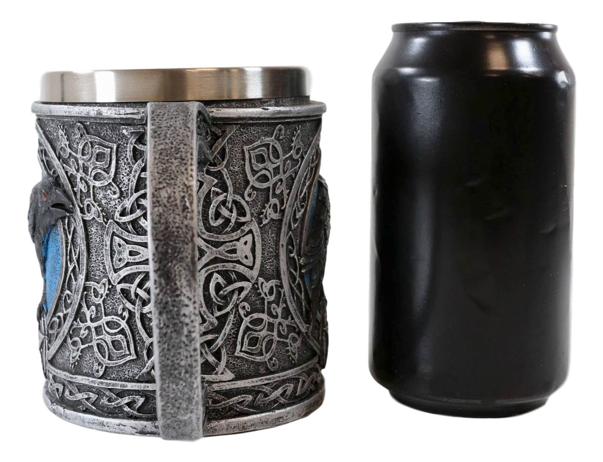 Ebros Moonlight Raven With Celtic Tribal Tattoo Drinking Mug Cup 6.25"W