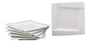 Ebros Pack Of 6 Kitchen Dining Modern Contemporary Design White Porcelain Square Plates With Rhombus Well Restaurant Supply (5.5" Appetizer Salad Dessert Side Plate Style)
