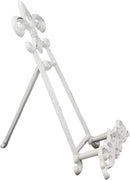 Ebros Cast Iron Rustic White Fleur De Lis Crown Scroll Art Base Easel Photo Book Stand