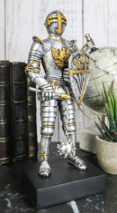 Medieval Eagle Heraldry Knight Crusader Le Fleur Shield And Mace Flail Figurine
