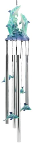 Sea World Three Dolphins Launching Above Water Wind Chime Marine Life Nautical