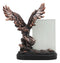 Ebros Patriotic American Bald Eagle with Outspread Wings Perching on Cliff Rock Picture Frame Bronze Electroplated Figurine with Base Resin Photo Frame Eagle Statue
