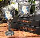 Ebros Dazed Snow White Owl With Celtic Tribal Tattoo Wine Goblet And Mug Set