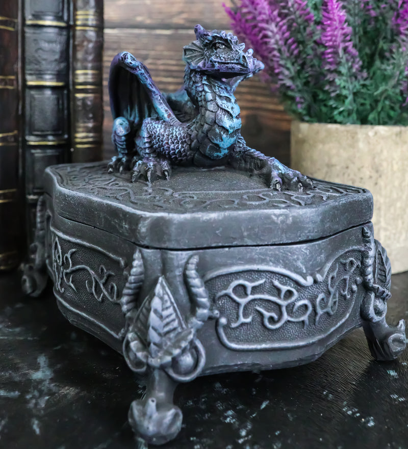 Fantasy Midnight Dragon Box Celtic Hour Of The Dragon Chest Jewelry Bo– Ebros Gift