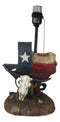 Country Western Wild West Cow Skull With Texas Lone Star State Flag Table Lamp