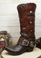 Rustic Western Cowboy Boot With Floral Concho And Spur Vase Planter Figurine 13"