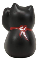 Ebros Japanese Lucky Charm Beckoning Cat Black Maneki Neko With Baby Bib Mini Figurine