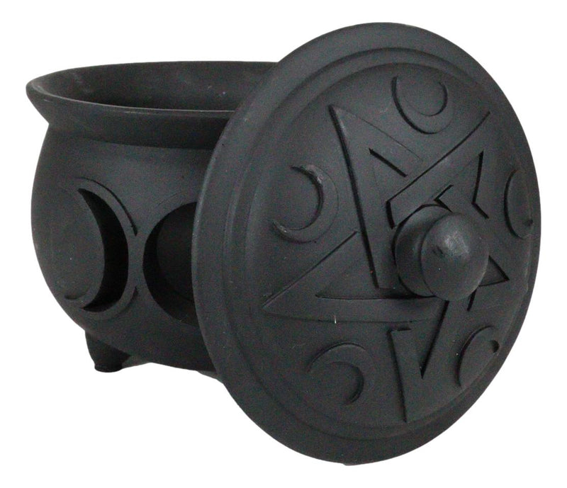 Wicca Triple Moon Goddess Cutout Cauldron Pot For Trinkets Crystals Holder