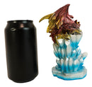 Red And Gold Cosmic Dragon On Blue Crystal Stalactite Rock LED Light Statue