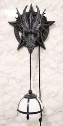 Medieval Fantasy Pentagram Dragon Sculptural Wall Lamp With Hanging Light Orb