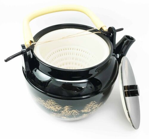 Japanese Winter Tree Art Melamine Tea Pot With Strainer & Flexible Bamboo Handle