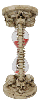 Gothic Alchemy Graveyard 4 Skulls With Skeleton Spine Bones Sand Timer Figurine