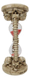 Gothic Alchemy Graveyard 4 Skulls With Skeleton Spine Bones Sand Timer Figurine