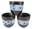 Ebros Japanese Design Cherry Petals Charcoal Grey Ceramic Tea Pot & Cups Set Serves 4