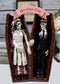 Love Never Dies Skeleton Wedding Couple Holding Hands Inside Coffins Figurine
