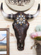 Western Faux Patched Denim Steer Cow Skull With Star And Conchos Wall Decor