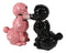 Black And Pink Chien Canne Poodles Salt And Pepper Shakers Ceramic Figurine Set