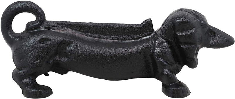 Ebros Cast Iron Rustic Black Sausage Dachshund Dog Boot Cleaner Scraper Weathered Outdoor Patio Backyard Entrance Accent Statue 12.75" Long for Dirty Shoes Boots Footwear