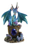 Aqua Azure Dragon Guarding Blue Saphire Ancient Relic Stone Figurine Collectible