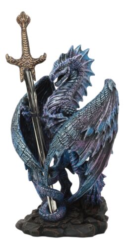 Ebros Nether Blade Ruth Thompson Dragon Statue with Dragon Letter Opener Blade 9.5" Tall Dragon Blade Series Collection Mythical Fantasy Dragons Decor