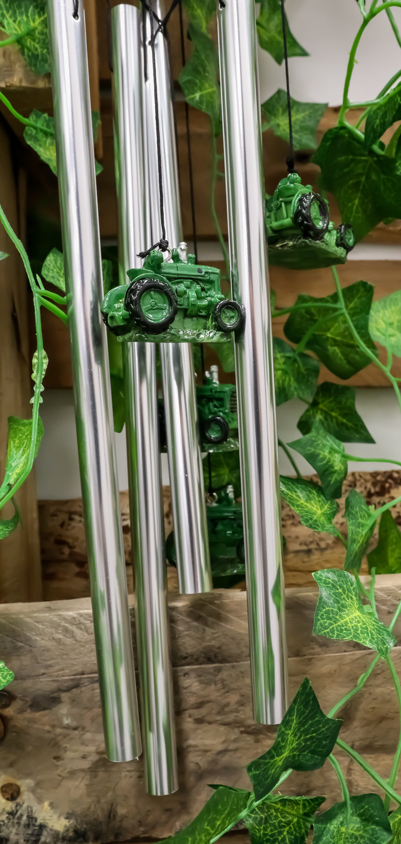 Ebros Old Fashioned Vintage Country Farm Green Tractor Model Wind Chime Garden